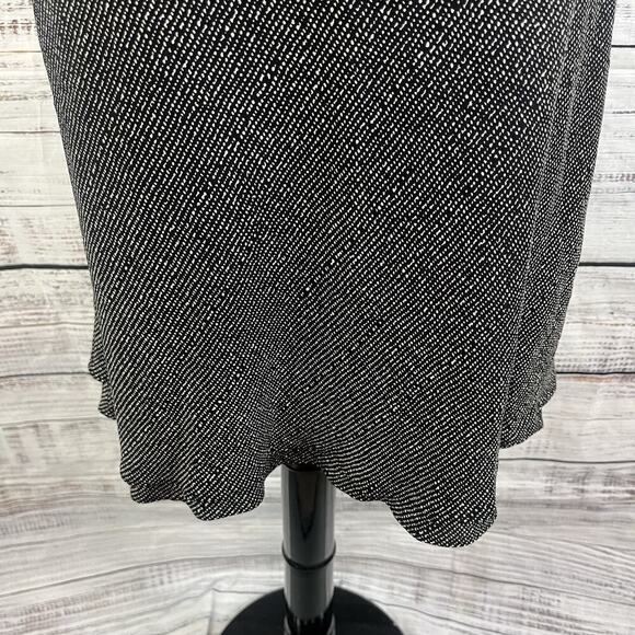 Donna Ricco New York Skirt size 14 Black Ivory Bias Knee A Line Flowing Modest - Picture 5 of 8